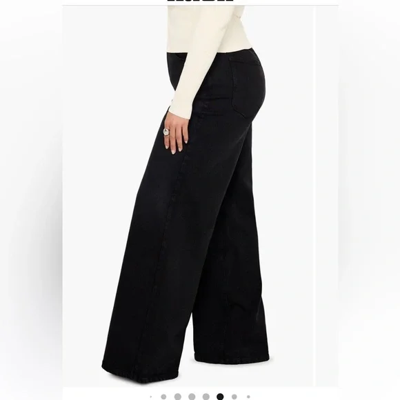 Good American Soft tech good waist Black Wide-Leg High-Waist Palazzo jeans - Picture 5 of 11